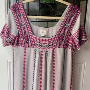 ANTHROPOLOGIE Maeve Embroidered Tunic Dress